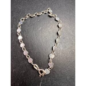 Vintage Italy sterling silver dainty hearts link bracelet 7.25 inches